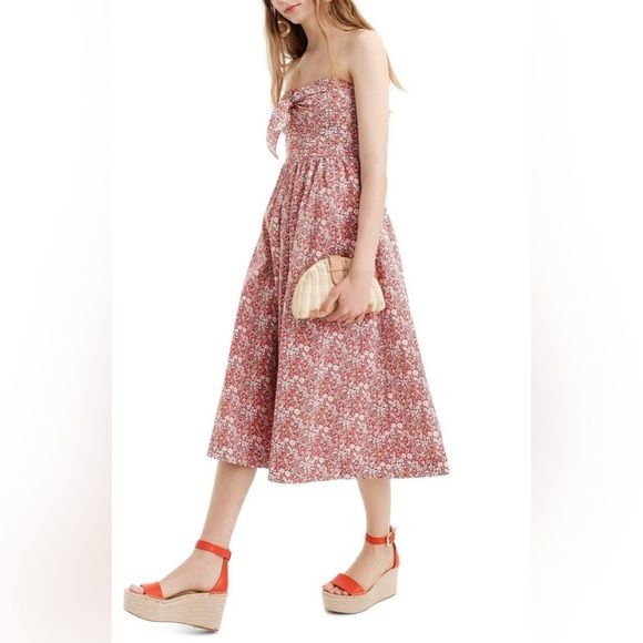 J.Crew Tie Front Liberty Strapless Dress - Picture 1 of 3